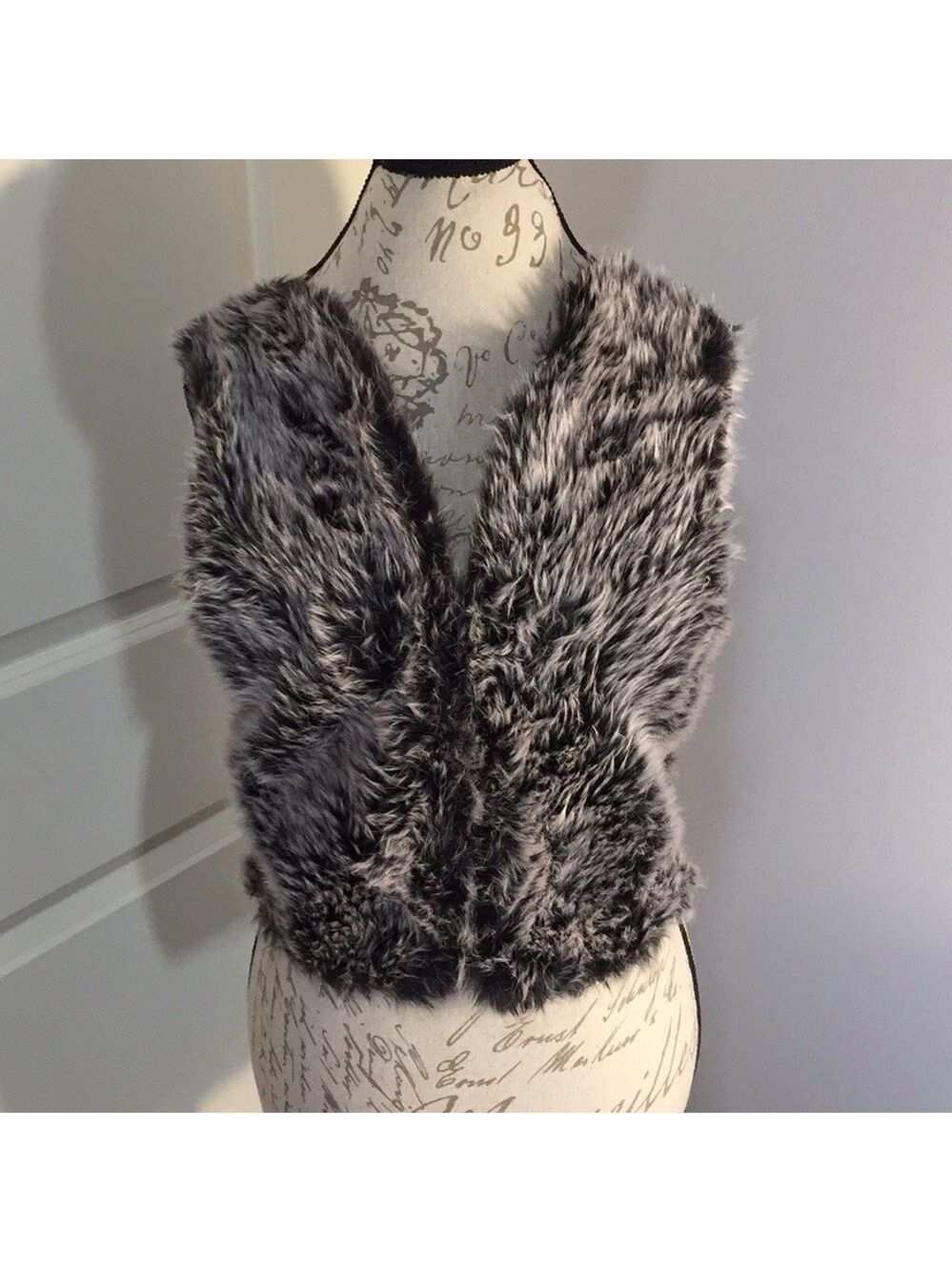 Love Rocks Faux Fur Vest with Crochet Back